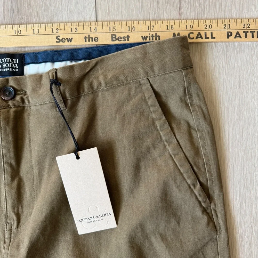 Scotch & Soda Stuart NWT Regular Slim Fit Stretch Chino Pants‎ Brown Tan 36x32 - Picture 9 of 11